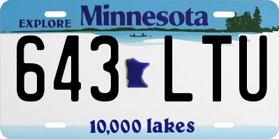 MN license plate 643LTU