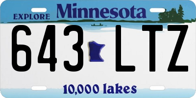 MN license plate 643LTZ