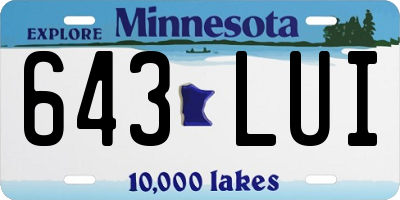 MN license plate 643LUI