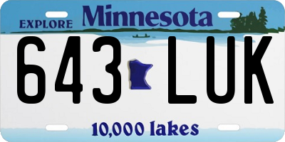 MN license plate 643LUK