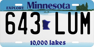 MN license plate 643LUM