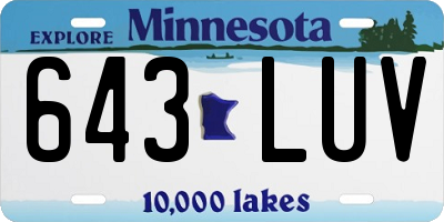 MN license plate 643LUV