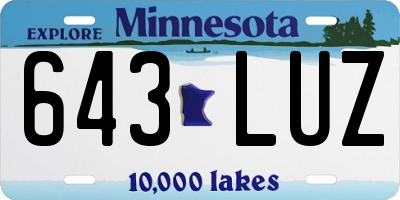 MN license plate 643LUZ