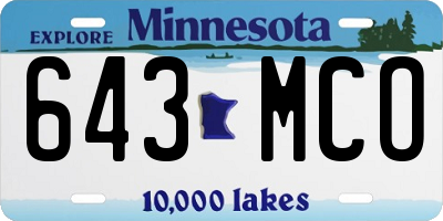 MN license plate 643MCO