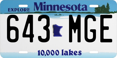 MN license plate 643MGE