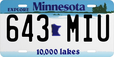 MN license plate 643MIU