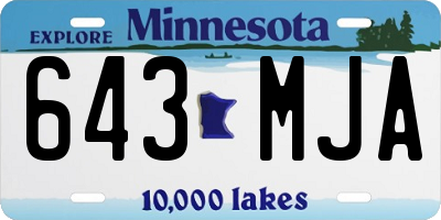MN license plate 643MJA