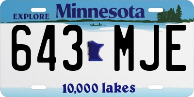 MN license plate 643MJE