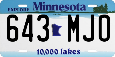 MN license plate 643MJO
