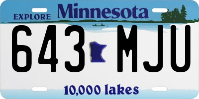 MN license plate 643MJU