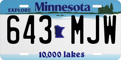MN license plate 643MJW