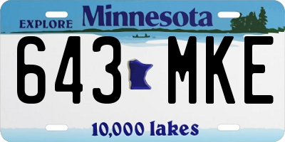 MN license plate 643MKE