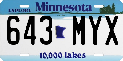 MN license plate 643MYX