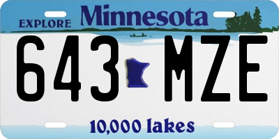 MN license plate 643MZE