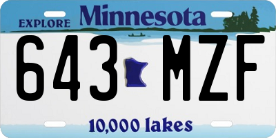MN license plate 643MZF