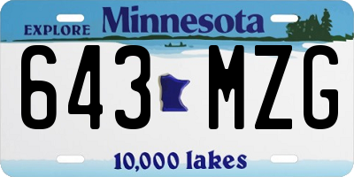 MN license plate 643MZG