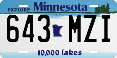MN license plate 643MZI