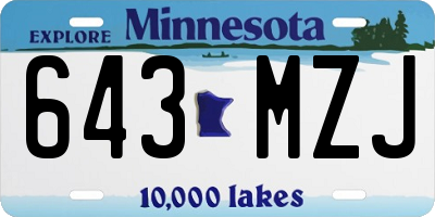MN license plate 643MZJ