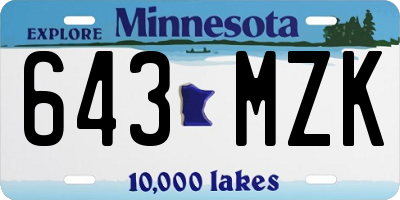 MN license plate 643MZK