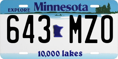 MN license plate 643MZO