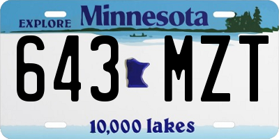 MN license plate 643MZT