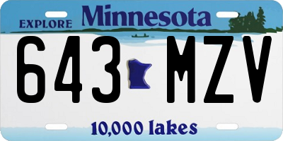 MN license plate 643MZV