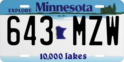 MN license plate 643MZW