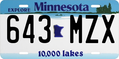 MN license plate 643MZX