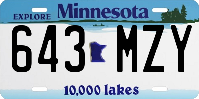MN license plate 643MZY