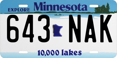 MN license plate 643NAK