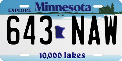 MN license plate 643NAW