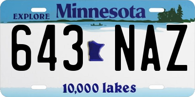 MN license plate 643NAZ