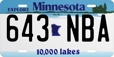 MN license plate 643NBA