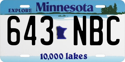 MN license plate 643NBC