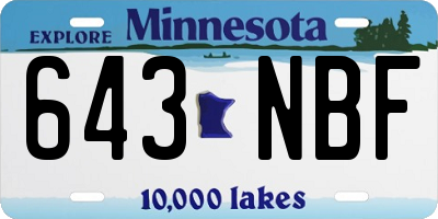 MN license plate 643NBF