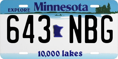 MN license plate 643NBG