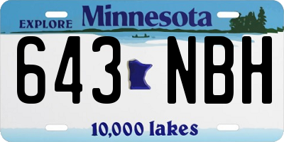 MN license plate 643NBH