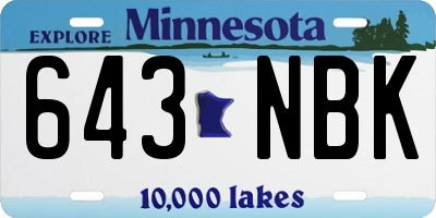 MN license plate 643NBK
