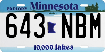 MN license plate 643NBM