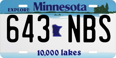 MN license plate 643NBS