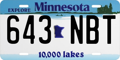 MN license plate 643NBT