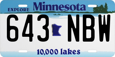 MN license plate 643NBW