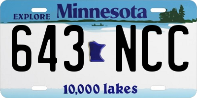 MN license plate 643NCC