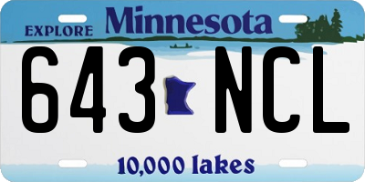 MN license plate 643NCL