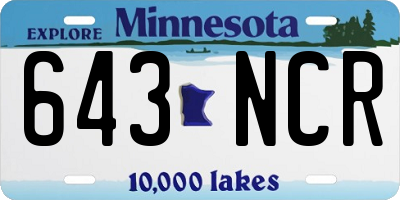 MN license plate 643NCR