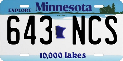 MN license plate 643NCS
