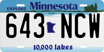 MN license plate 643NCW