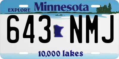 MN license plate 643NMJ
