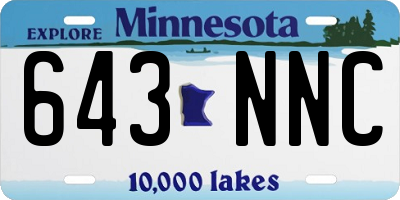 MN license plate 643NNC
