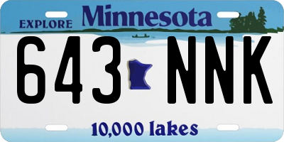 MN license plate 643NNK